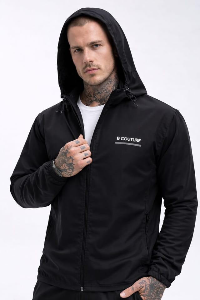 BCouture BCouture Men's Zip Jacket & Track Pant Tracksuit Set in Black - 3