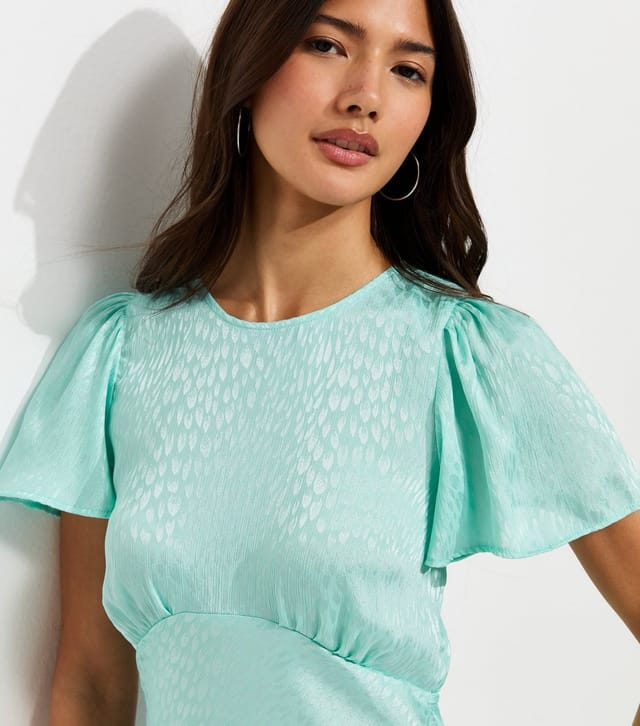 New Look Women's Light Blue Satin Ruffled Hem Midi Dress New Look - 3
