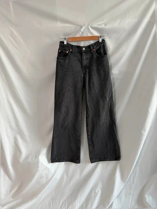 Levis Levi’s XL Straight Washed Black Baggy Wide leg Jeans W26 L31