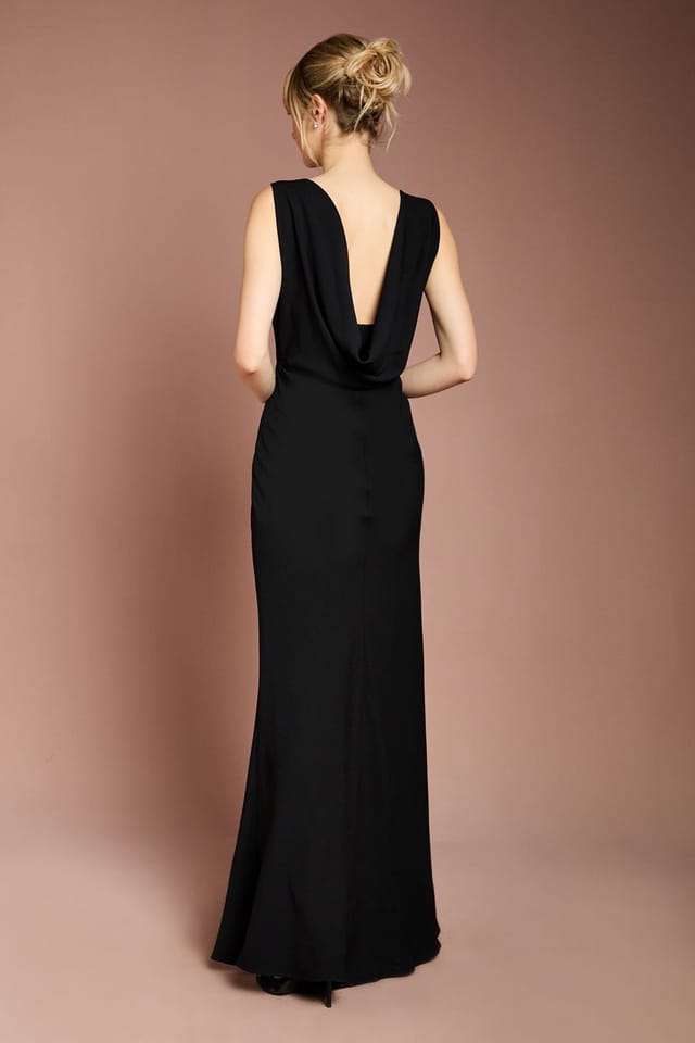 Coast Coast Women's Honoured Sleeveless Cowl Back Maxi Bridesmaid Dress in Black - 3