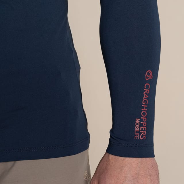 Craghoppers Craghoppers Men's NosiLife Insect-Repellent Long Sleeved Golf Mock Neck Top in Navy - 2