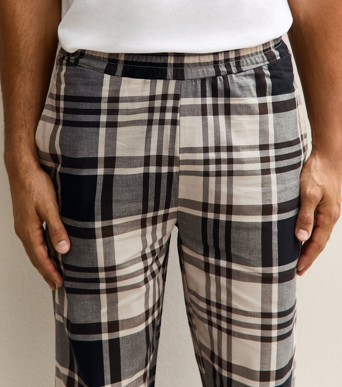 Only and Sons Men's Stone Checked Relaxed Pyjama Trousers Only and Sons New Look - 3