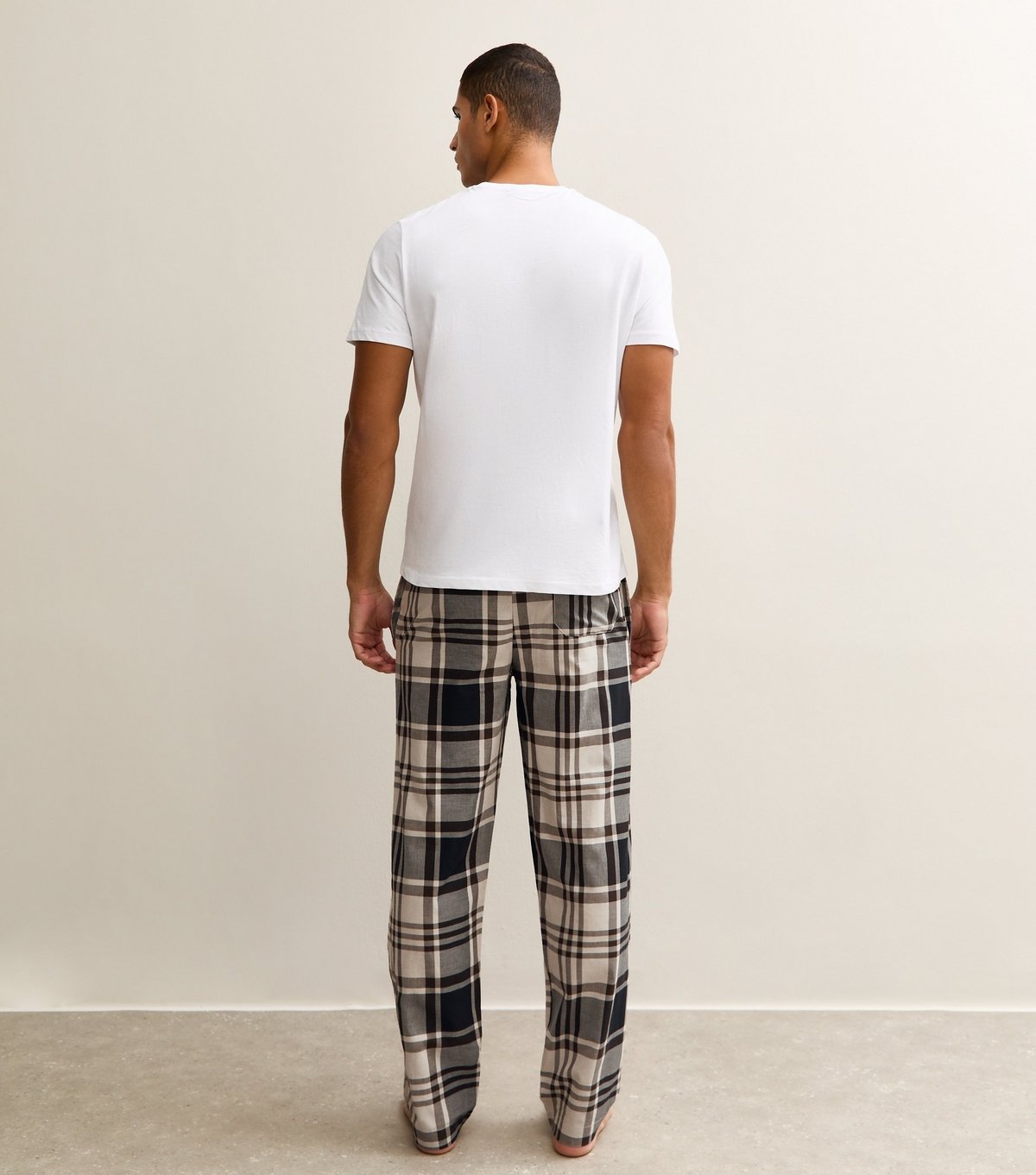 Only and Sons Men's Stone Checked Relaxed Pyjama Trousers Only and Sons New Look - 4