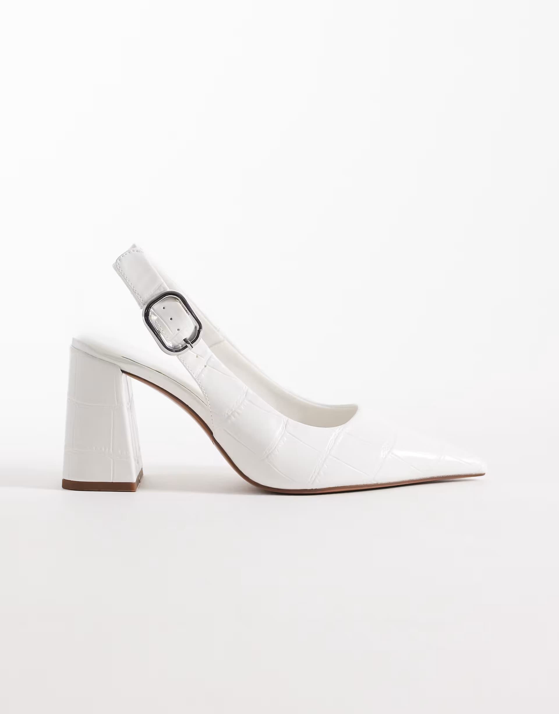 ASOS ASOS DESIGN Surrey slingback mid block heels in white croc