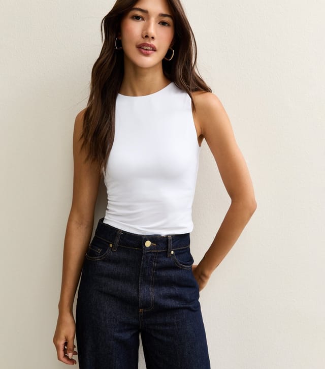 New Look Women's White Racer Neck Slinky Vest Top New Look - 2