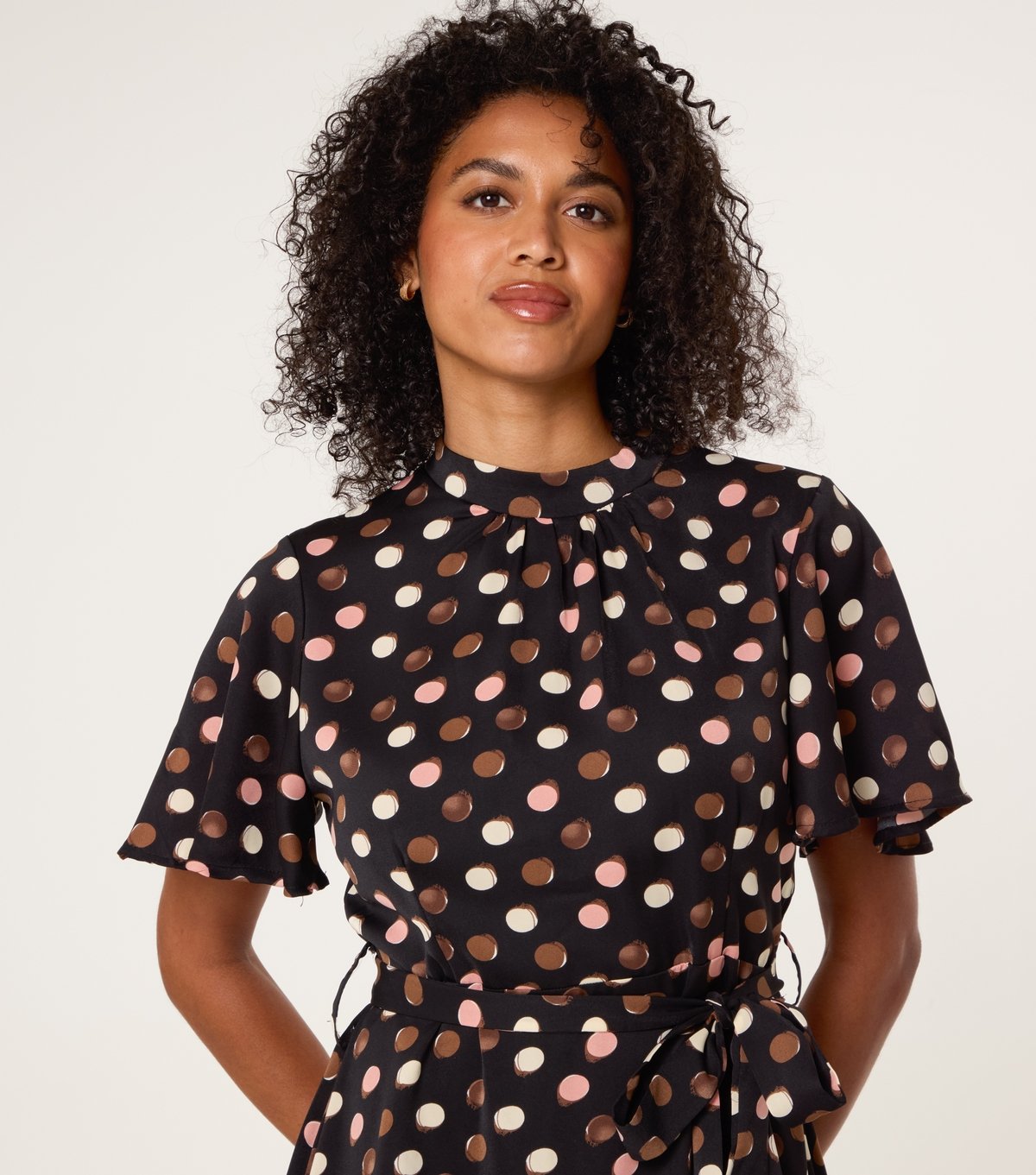 Blue Vanilla Women's Black Polka dot High Neck Mini Dress Blue Vanilla New Look - 3