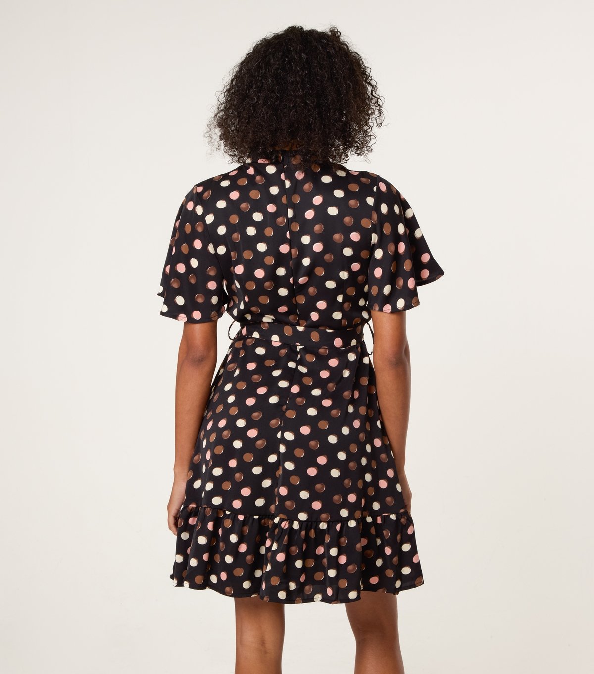 Blue Vanilla Women's Black Polka dot High Neck Mini Dress Blue Vanilla New Look - 4