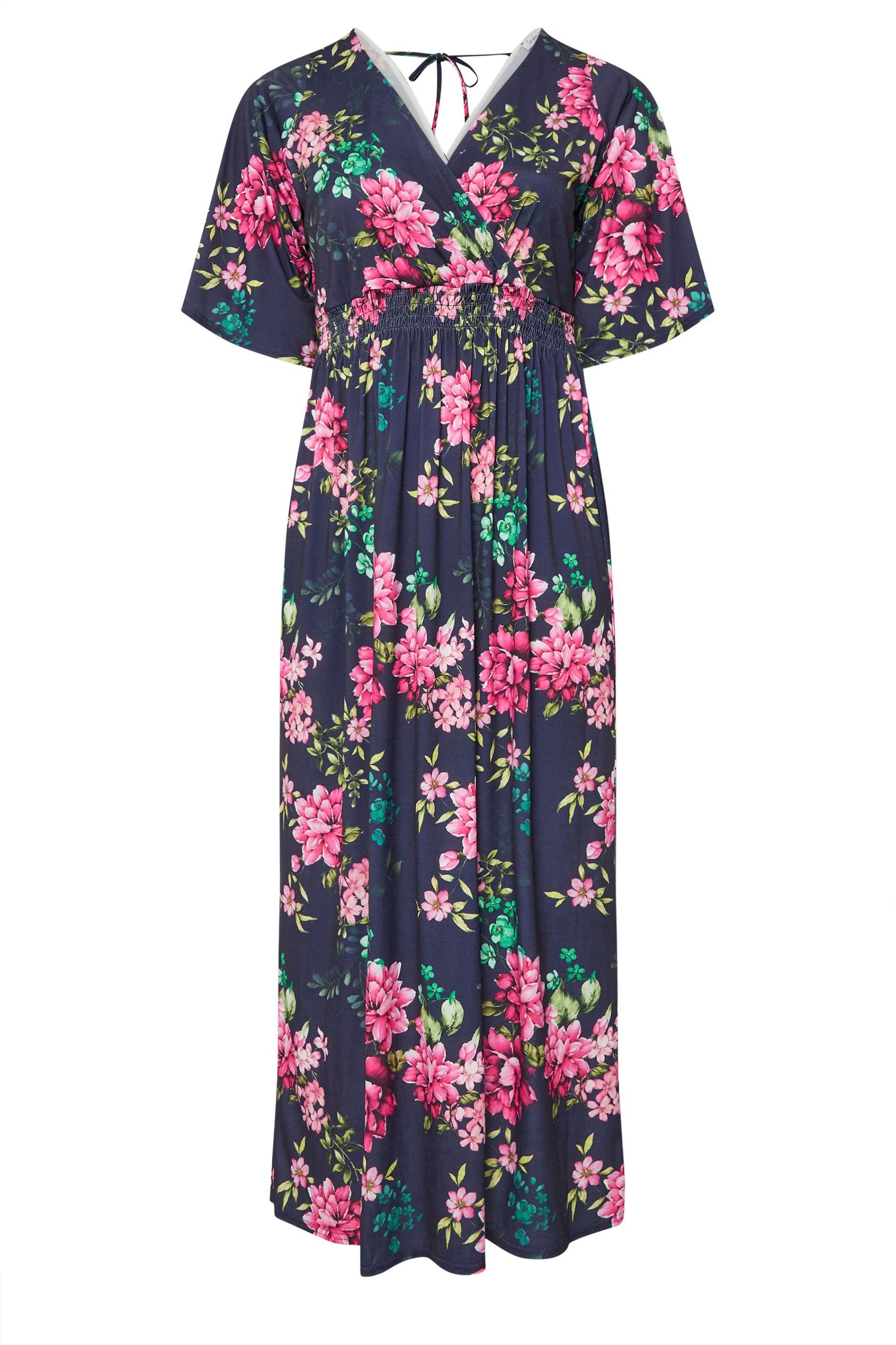 Yours Yours Women's Floral Print Maxi Dress in Dark Navy - 2