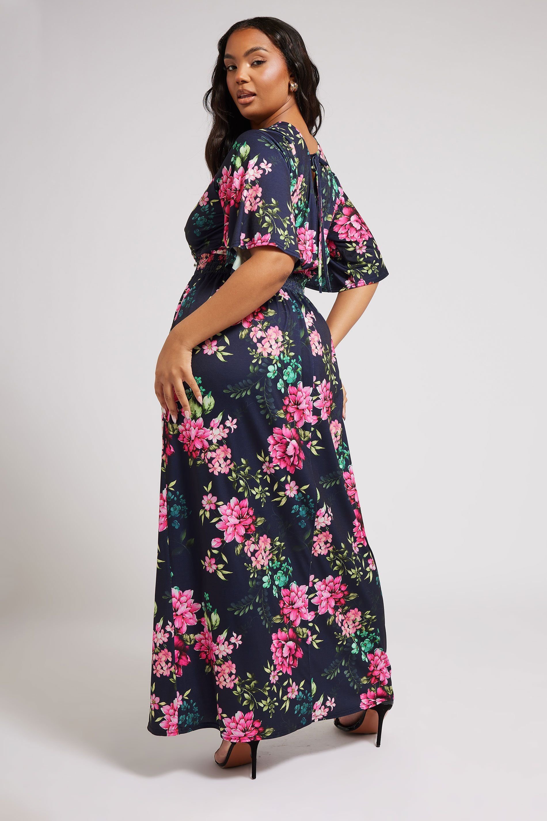 Yours Yours Women's Floral Print Maxi Dress in Dark Navy - 3