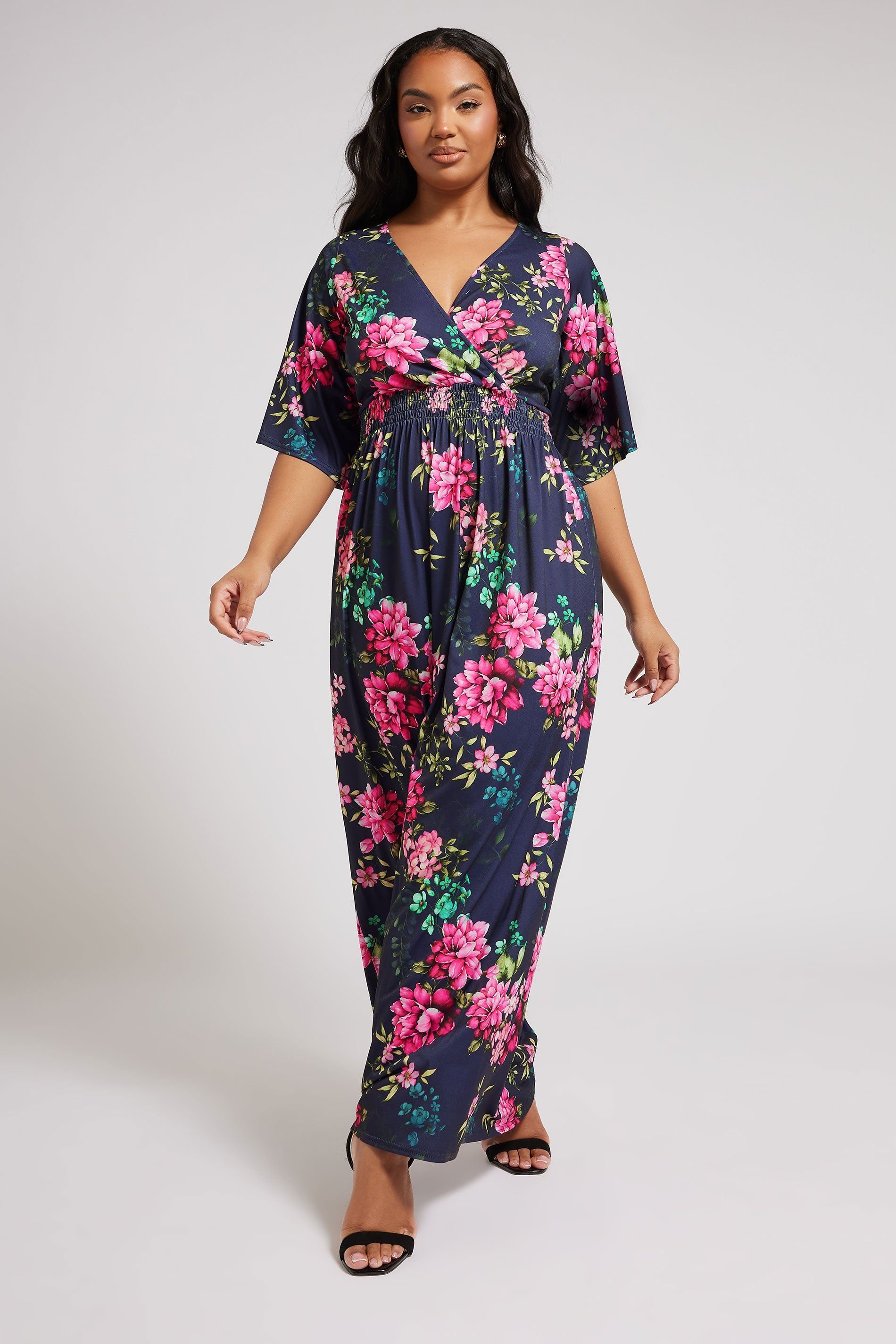 Yours Yours Women's Floral Print Maxi Dress in Dark Navy - 4