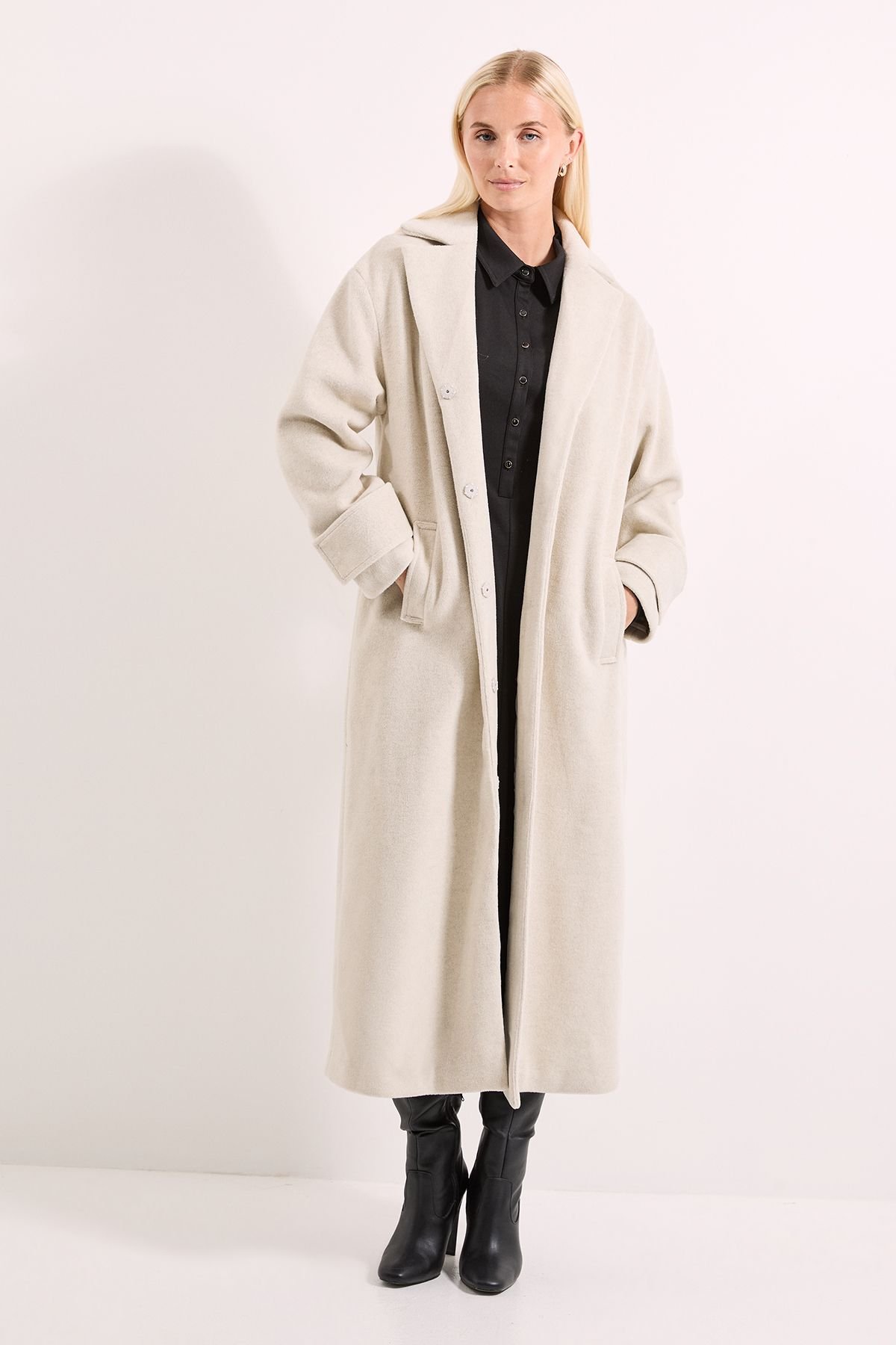 Wallis Wallis Women's Principles by Scarf 2 in 1 Maxi Coat in Light Grey - 2