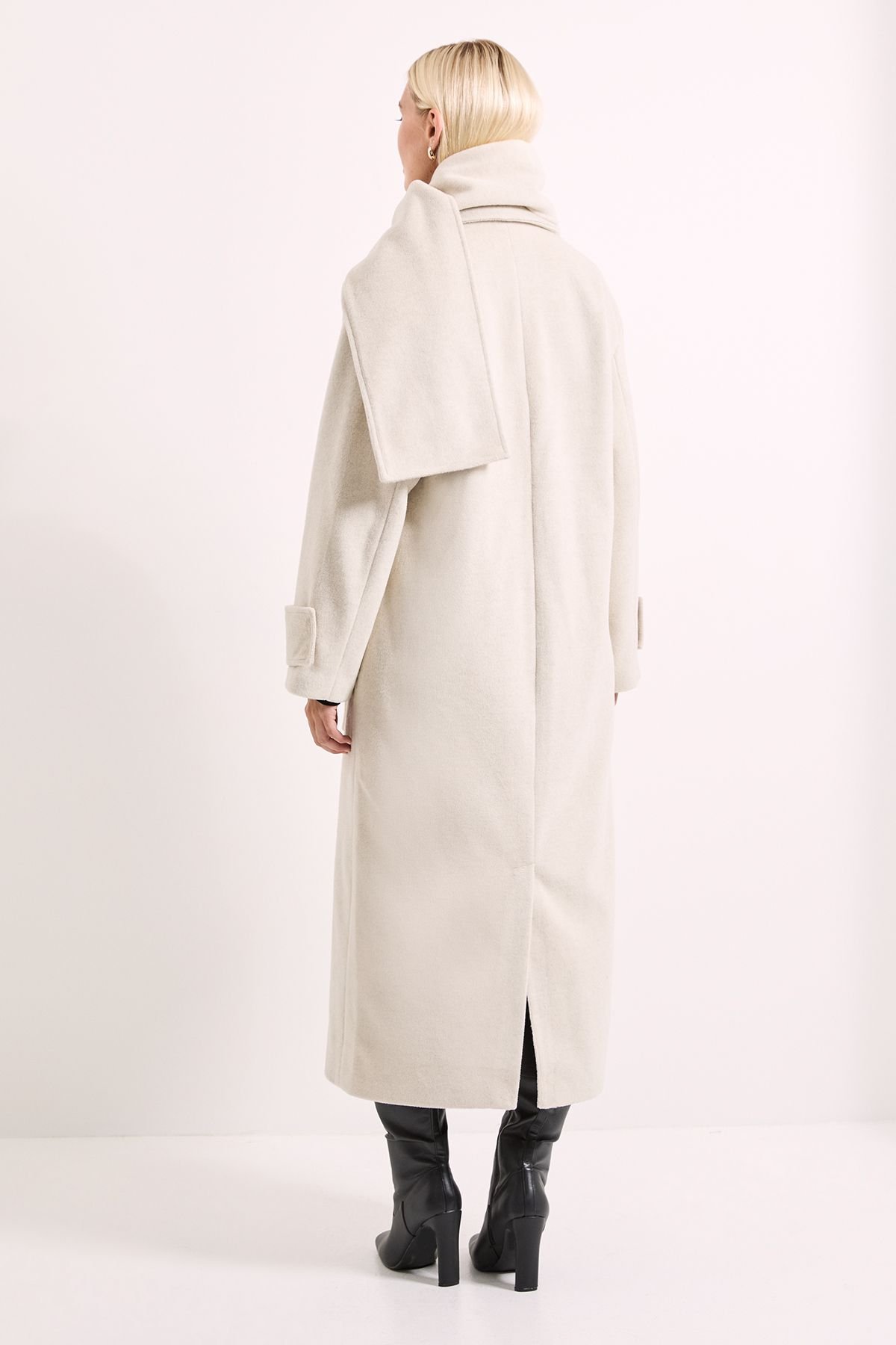 Wallis Wallis Women's Principles by Scarf 2 in 1 Maxi Coat in Light Grey - 3