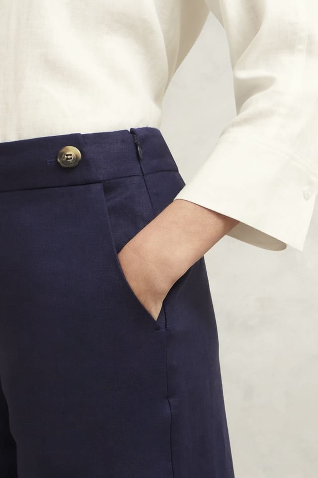 Hobbs London Hobbs London Women's Josephine High Waist Culotte Trousers in Dark Navy - 3