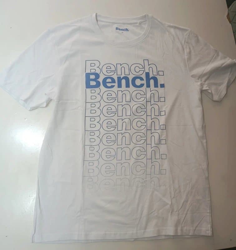 Bench Bench White Logo Graphic T-Shirt XL Men's Short Sleeve Cotton Casual Streetwear NWT