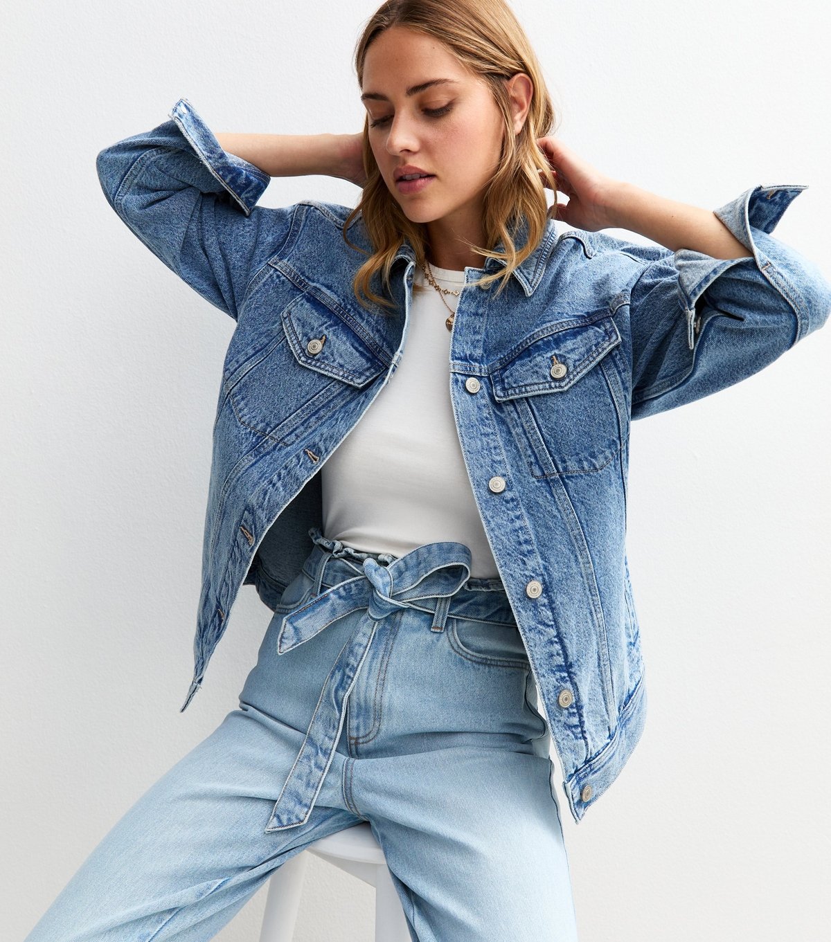 New Look Women's Blue Paperbag Waist Barrel Jeans New Look - 2