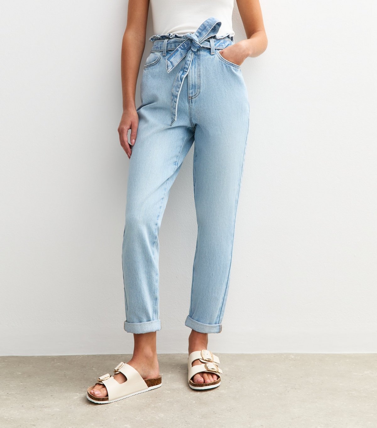 New Look Women's Blue Paperbag Waist Barrel Jeans New Look - 3