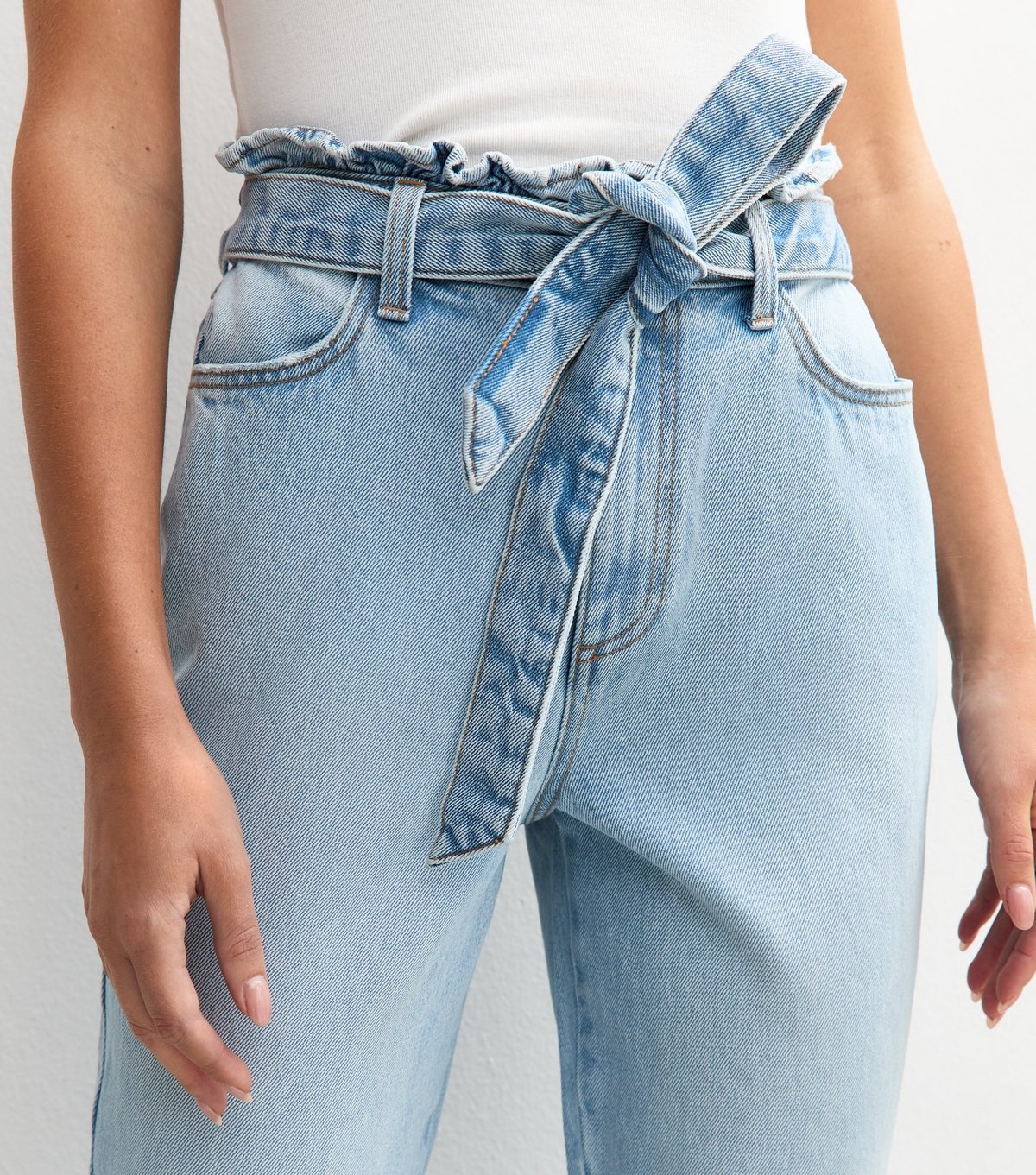 New Look Women's Blue Paperbag Waist Barrel Jeans New Look - 4