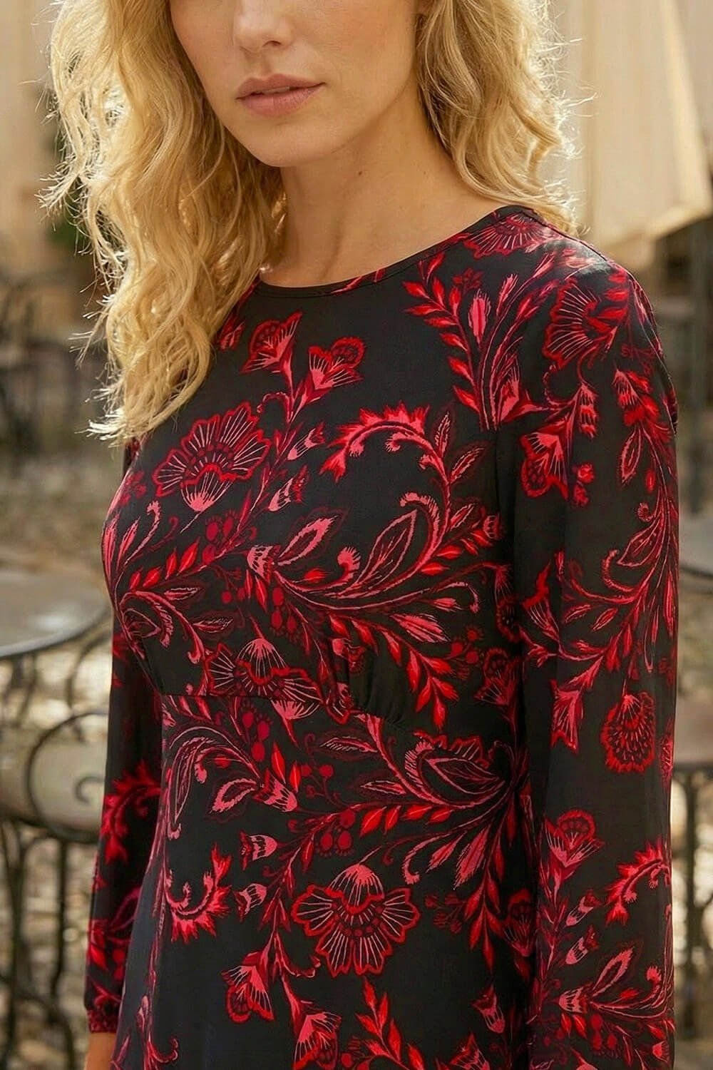 Roman Roman Women's Floral A-Line Midi Dress in Red - 4