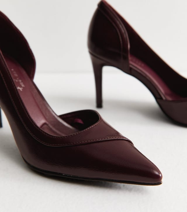 New Look Women's Dark Burgundy Faux Leather Dorsay Court Shoes Vegan New Look - 3