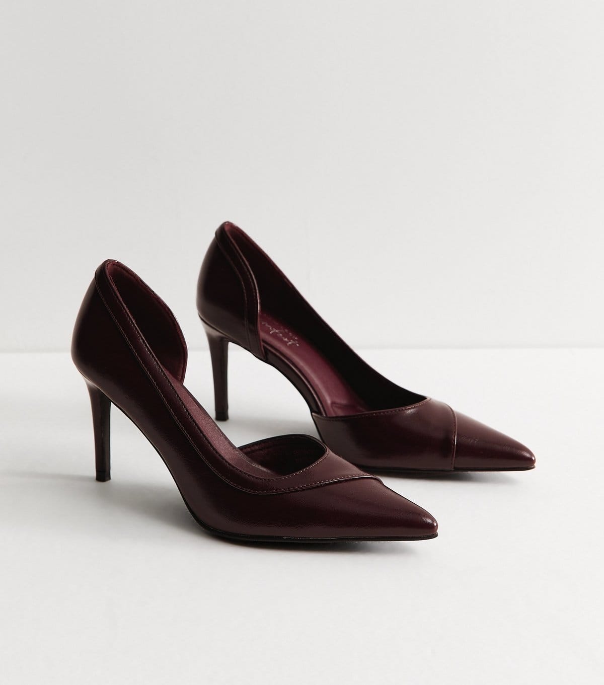 New Look Women's Dark Burgundy Faux Leather Dorsay Court Shoes Vegan New Look - 4