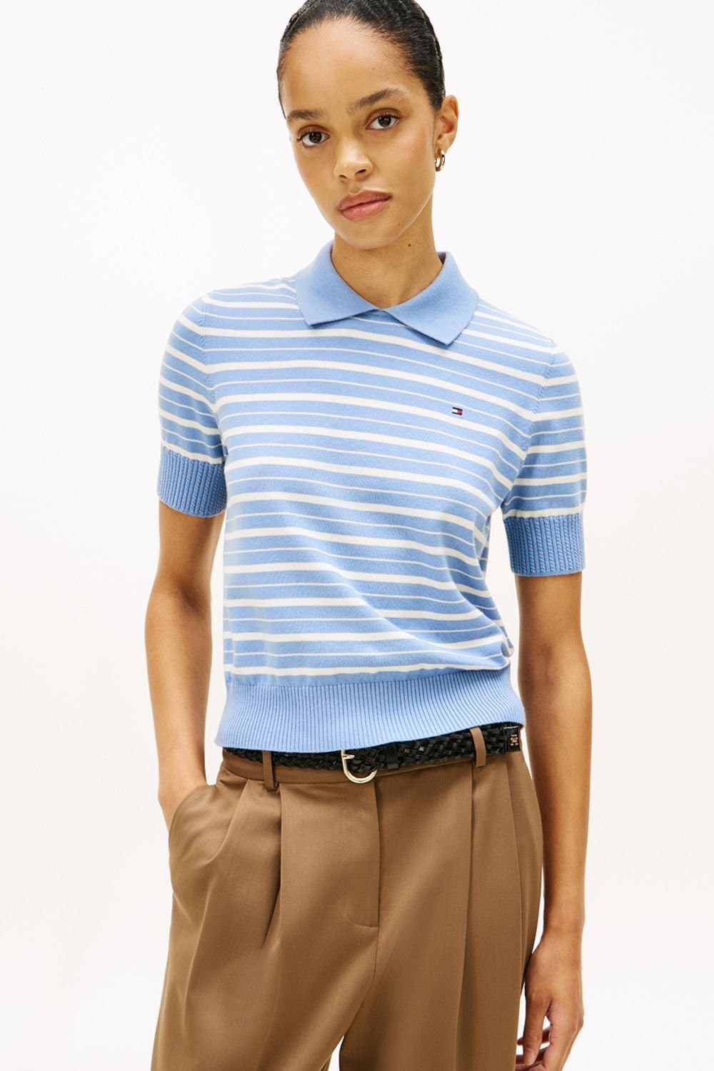 Tommy Hilfiger Tommy Hilfiger Women's Stripe GG Polo S/S Sweat in Blue