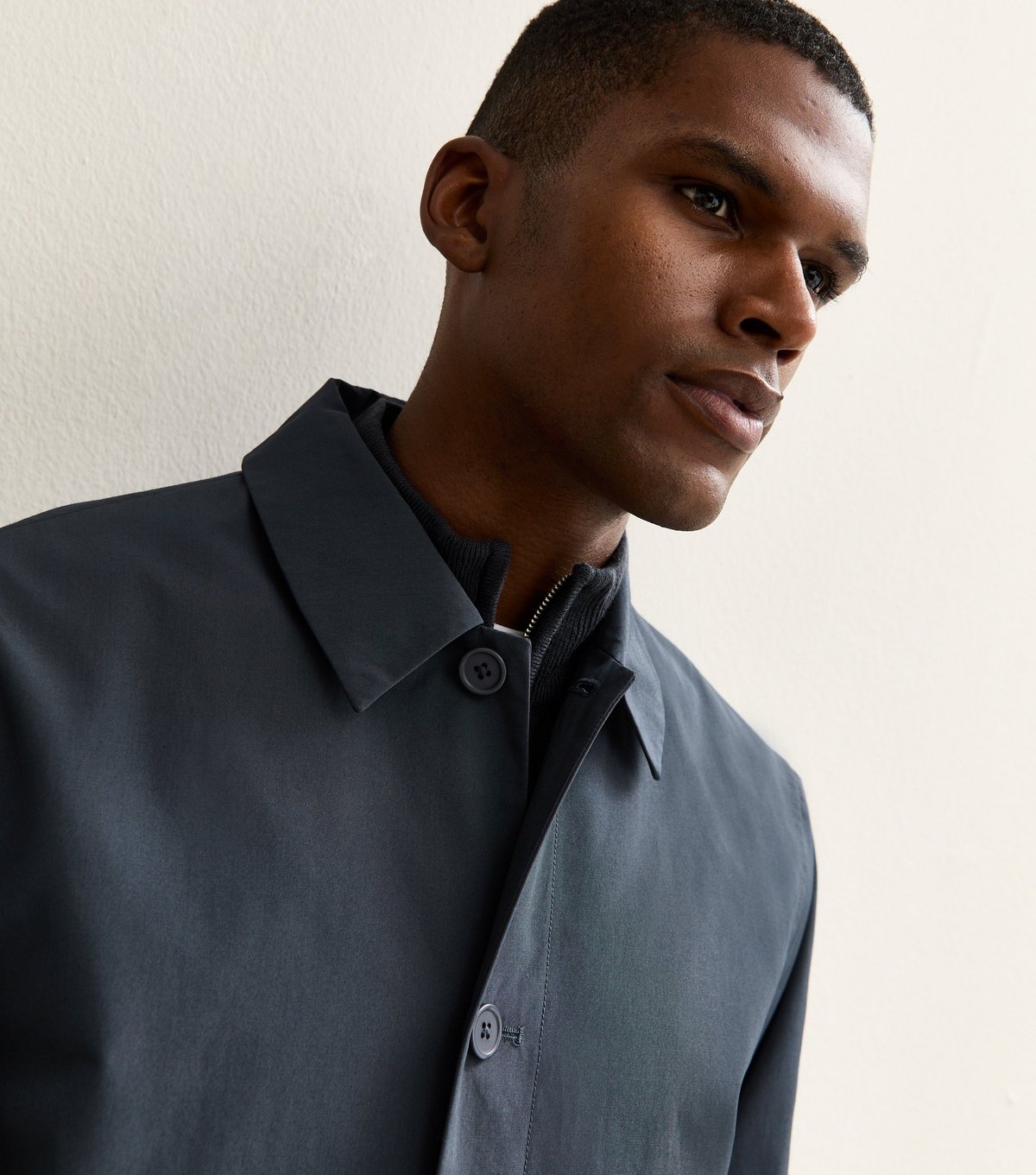 New Look Men's Navy Regular Fit Button Front Car Coat New Look - 2