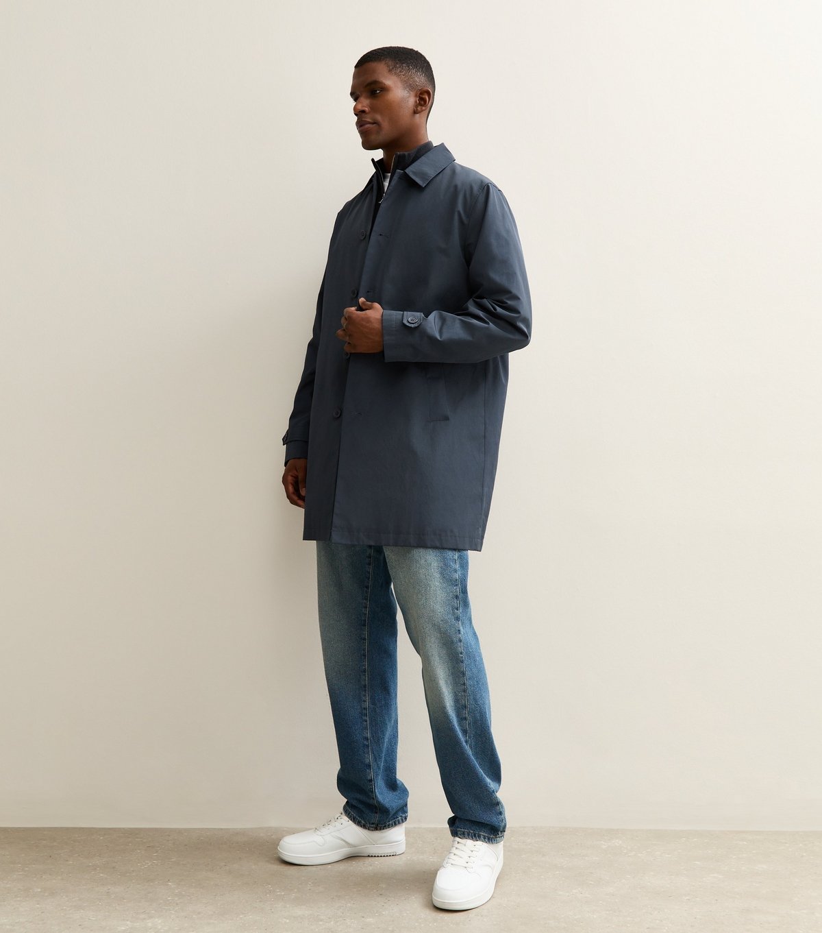 New Look Men's Navy Regular Fit Button Front Car Coat New Look - 3