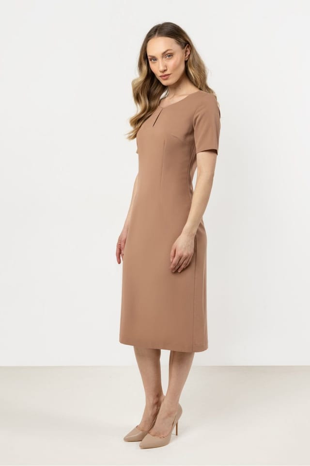 Love Lace Love Lace Women's Day Dress with Fitted Silhouette & Slit in Beige - 2