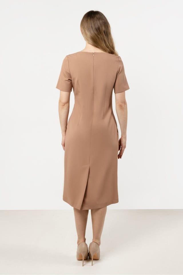 Love Lace Love Lace Women's Day Dress with Fitted Silhouette & Slit in Beige - 3