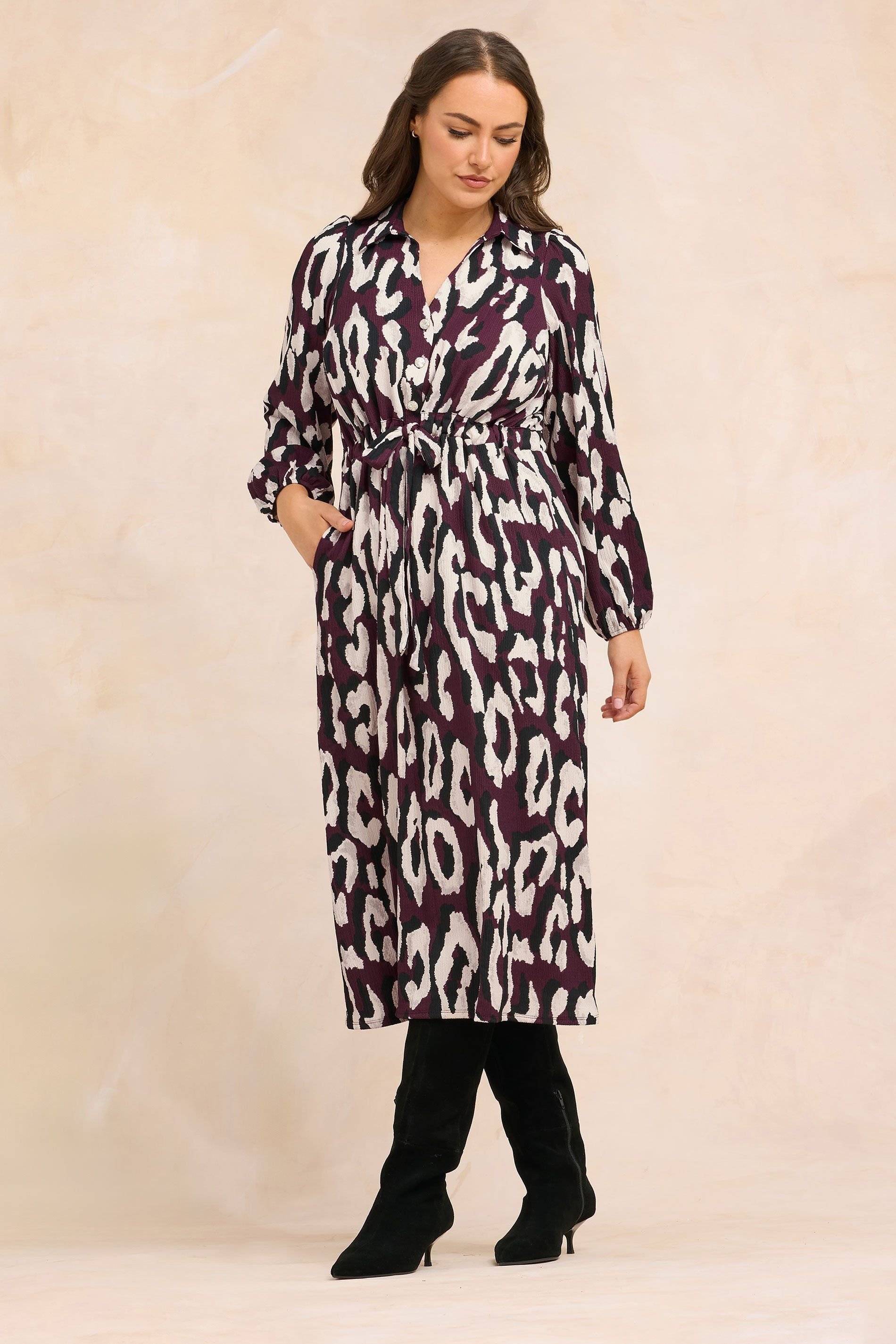 Evans Evans Women's Crepe Midaxi Dress in Burgundy - 3