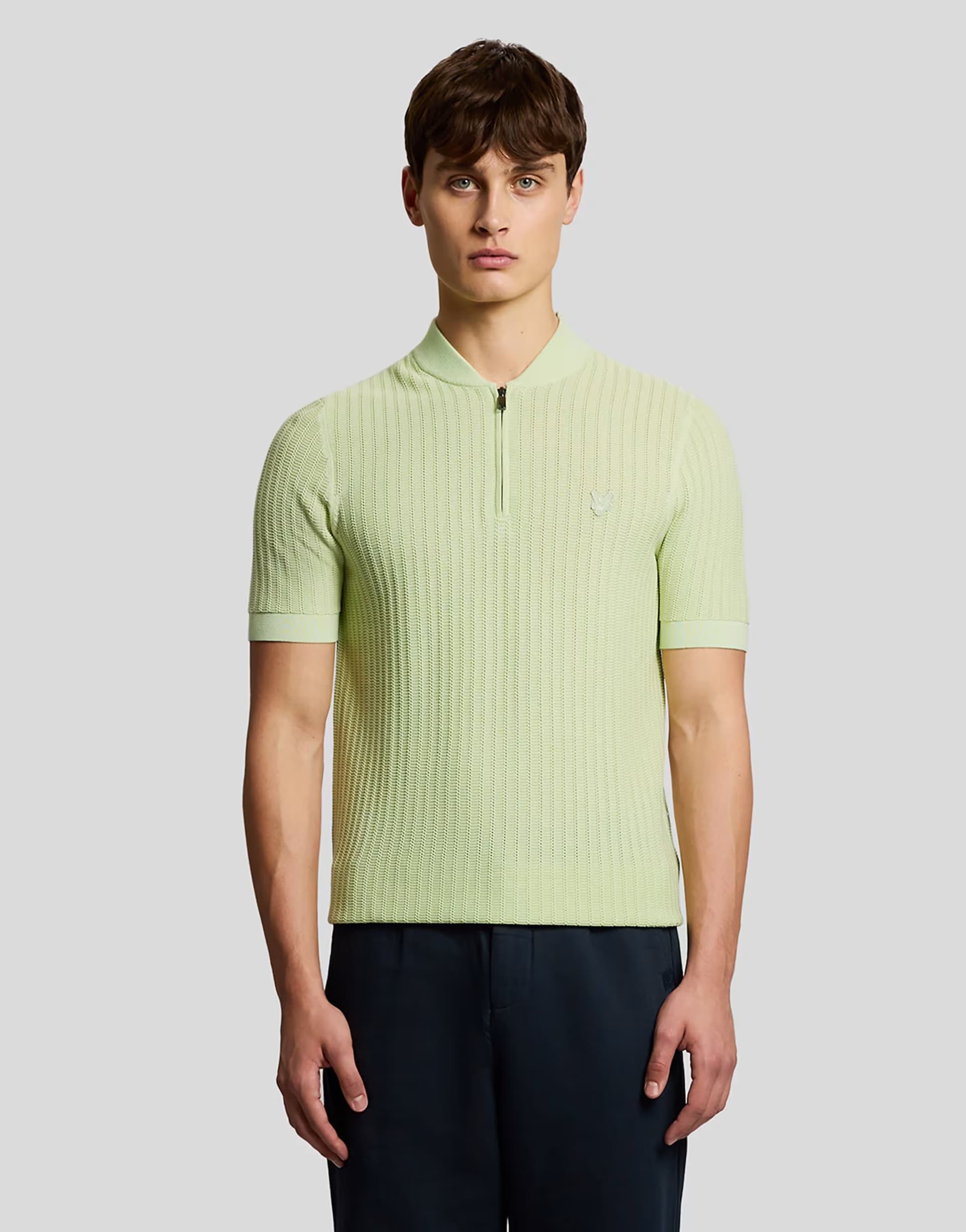 ASOS Lyle & Scott Mid knits superfine knitted bomber polo in y085 tender greens