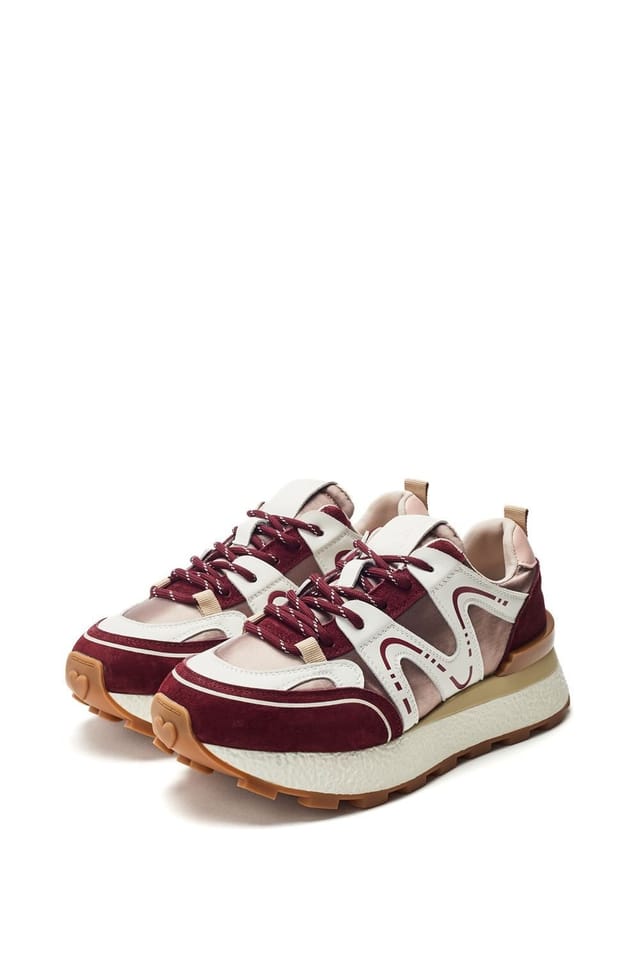 Moda In Pelle Moda In Pelle Women's 'Beenie' Alcantara Chunky Trainers in Burgundy - 2