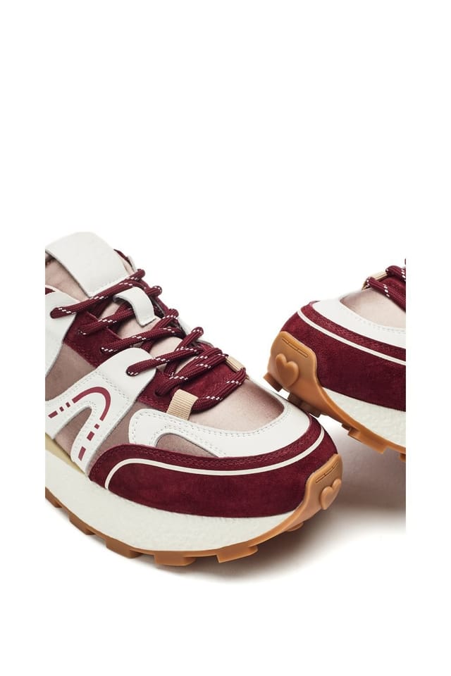 Moda In Pelle Moda In Pelle Women's 'Beenie' Alcantara Chunky Trainers in Burgundy - 3