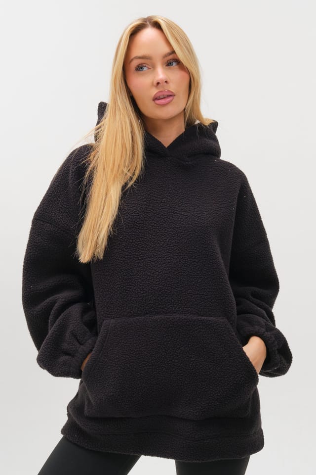 BCouture BCouture Women's Sherpa Fleece Hoodie & Leggings Set in Black - 2