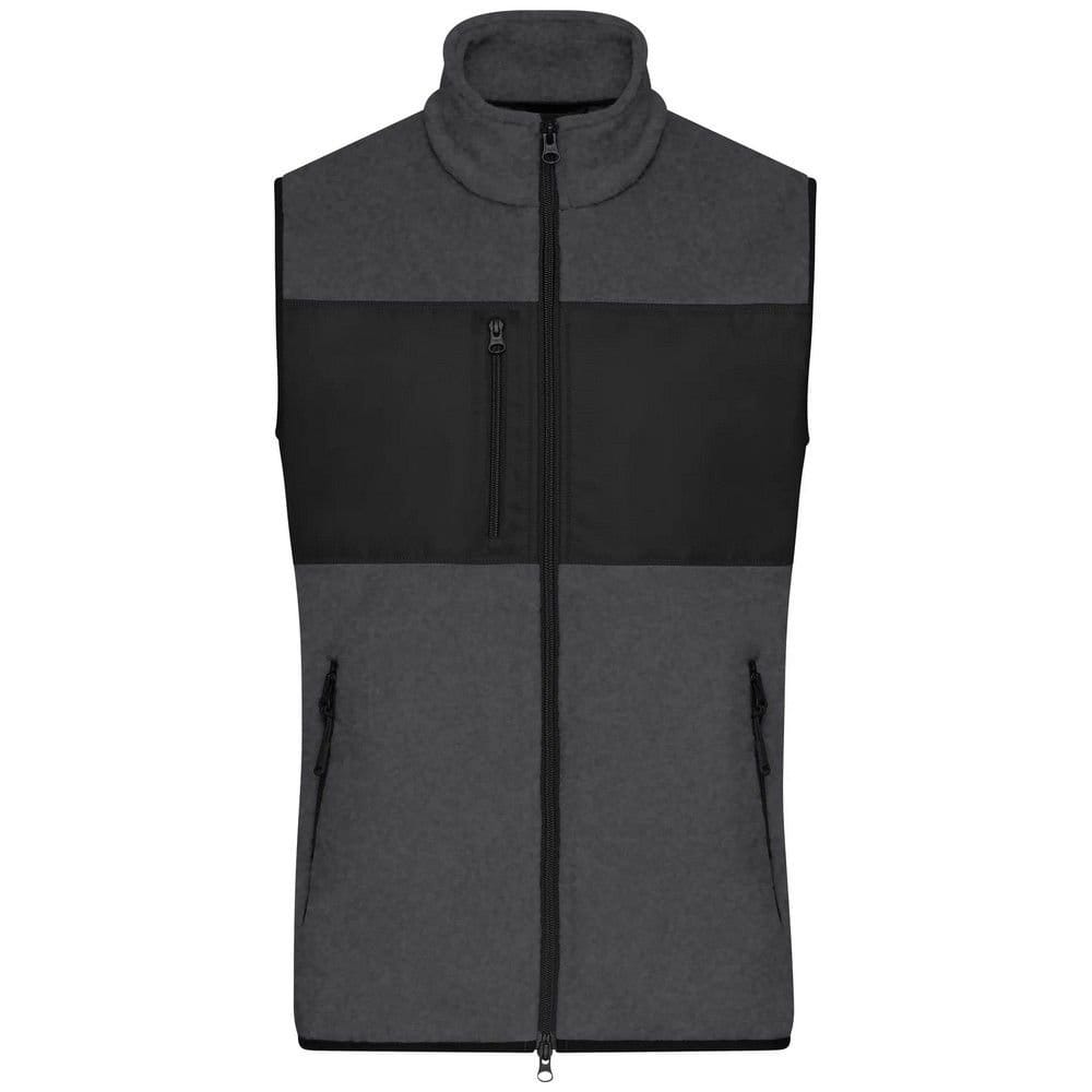 James and Nicholson Men's Contrast Fleece Gilet in Dark Grey