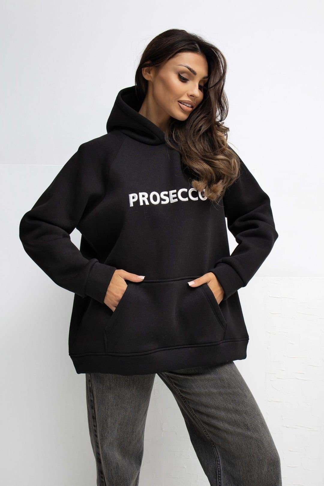 Love Lace Love Lace Black Embroidered Hooded Sweatshirt