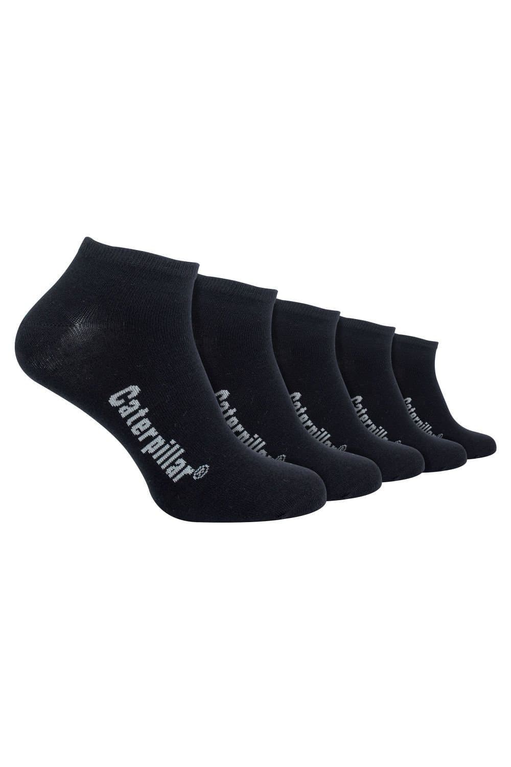 CAT CAT Men's 5 Pack Cotton Rich Trainer Work Socks in Black