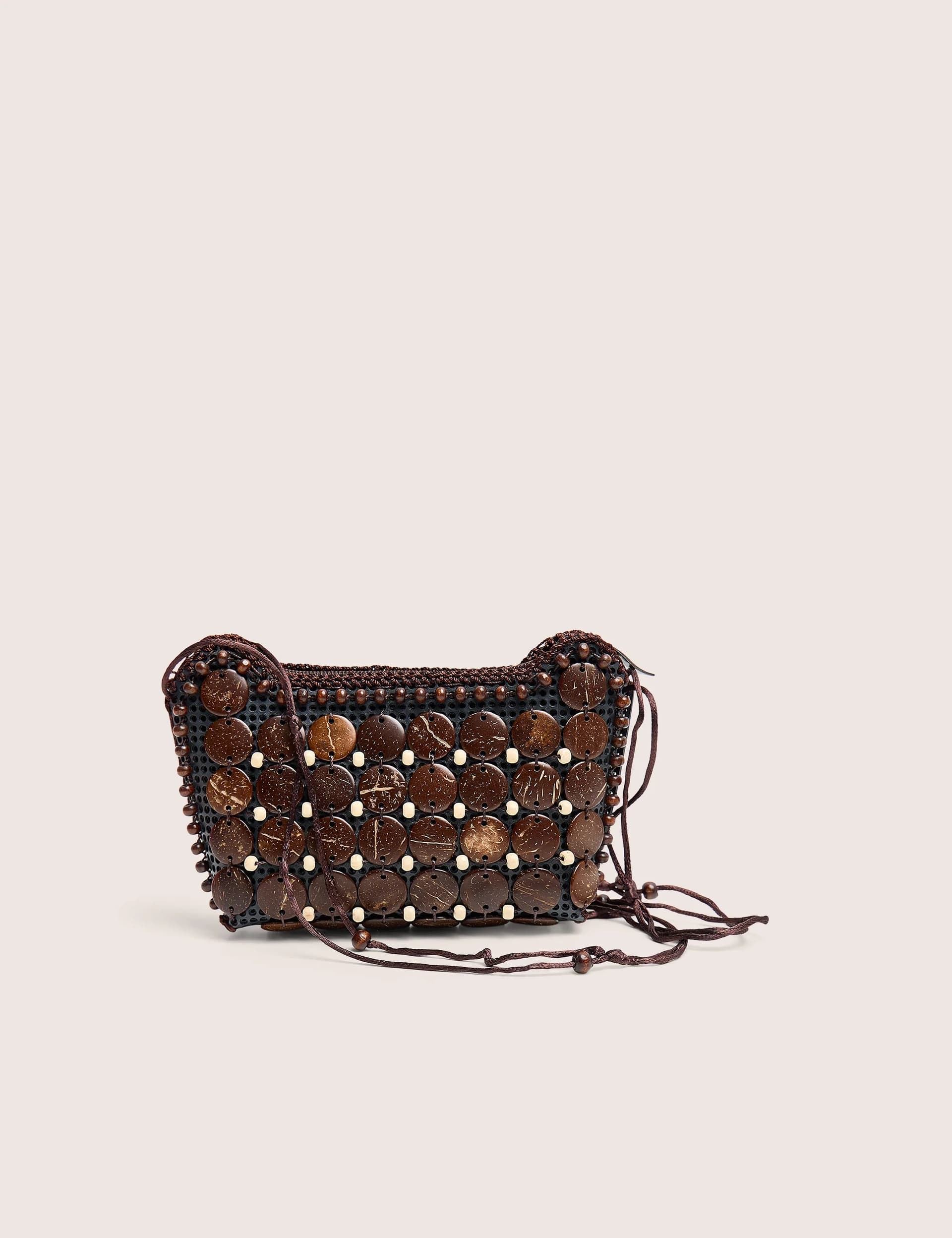Public Desire Public Desire UK Beaded Brown Crossbody Bag