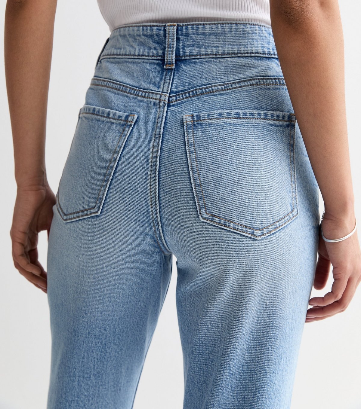 New Look Women's Tall Pale Blue Ripped Knee High Waist Tori Mom Jeans New Look - 3