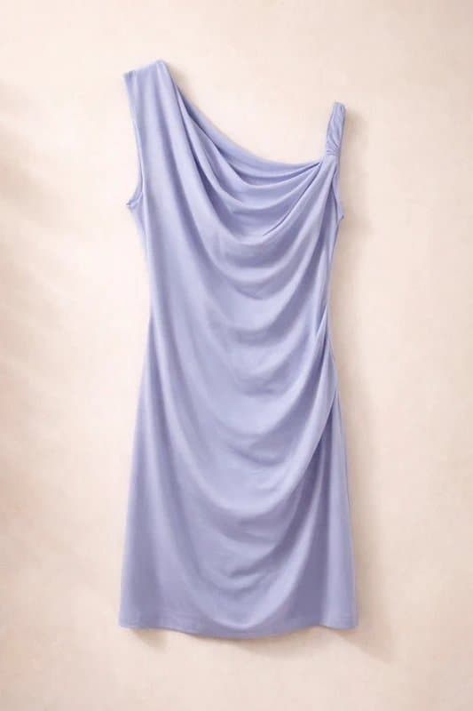 ASOS Design Asos Design lilac asymmetric one shoulder mini dress draped size 16