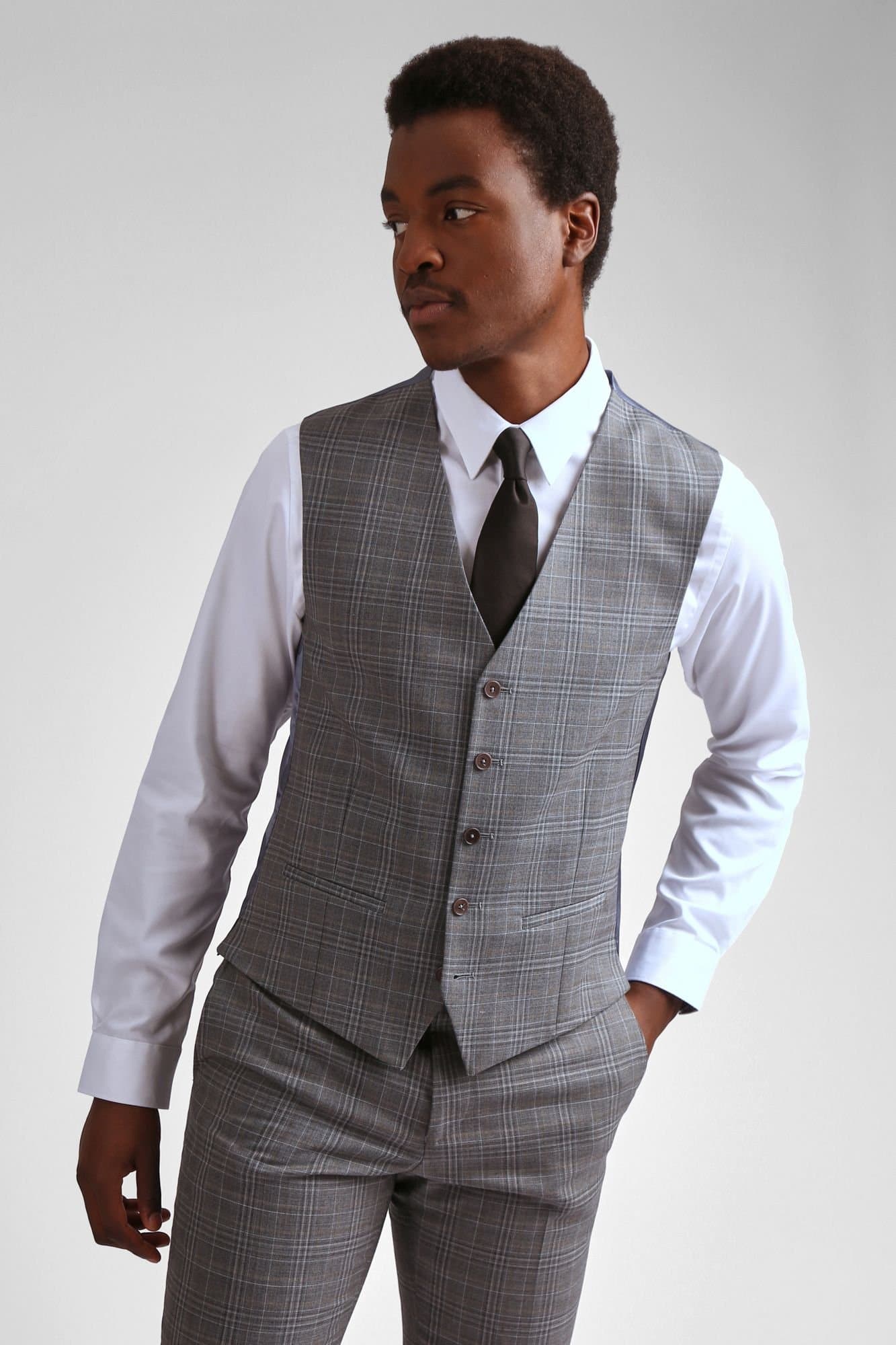 Ted Baker Ted Baker Men's Miken Grey Check Slim Waistcoat
