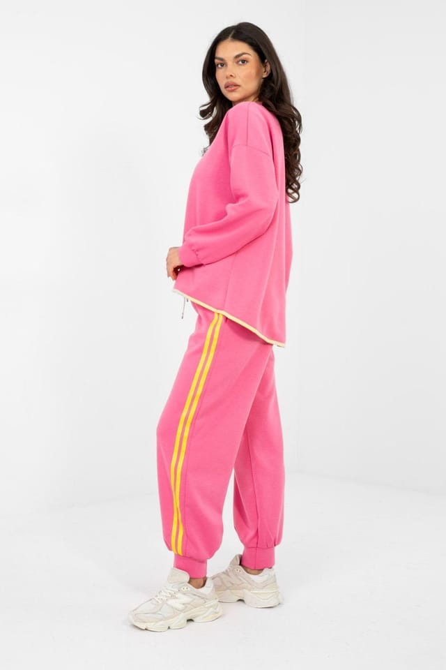 Love Lace Love Lace Women's Stylish Polyester Tracksuit Set Sweatshirt Pants in Pink - 2