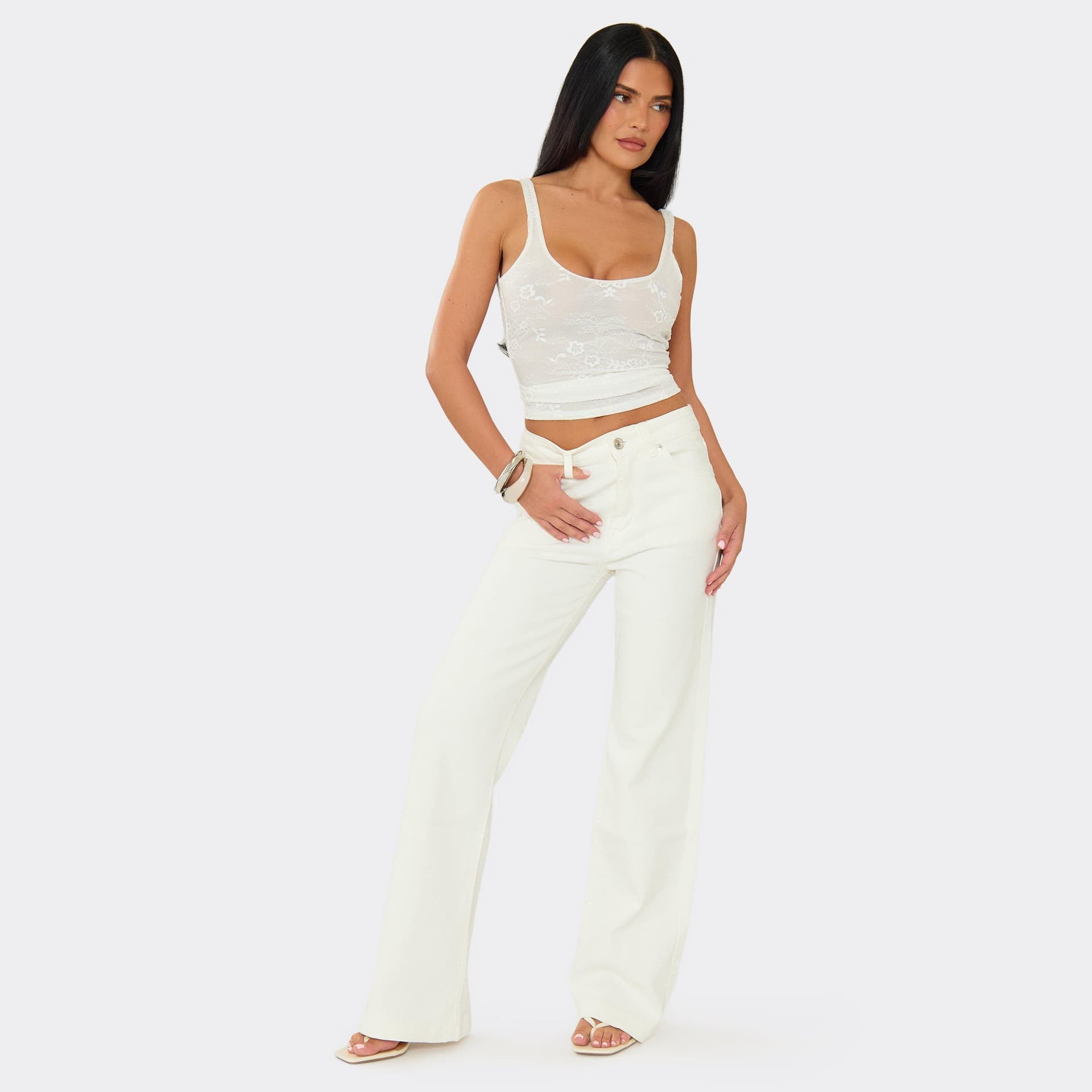 EGO EGO White High-Rise Straight-Leg Jeans