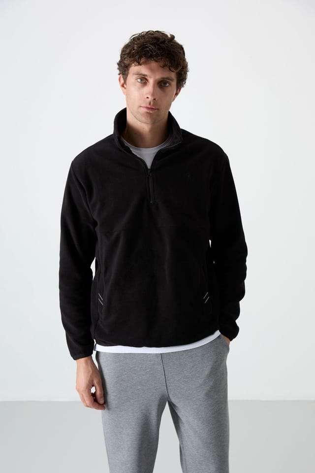 Tommy Life Tommy Life Men's Half-Zip Plush Sweatshirt in Grey - 3