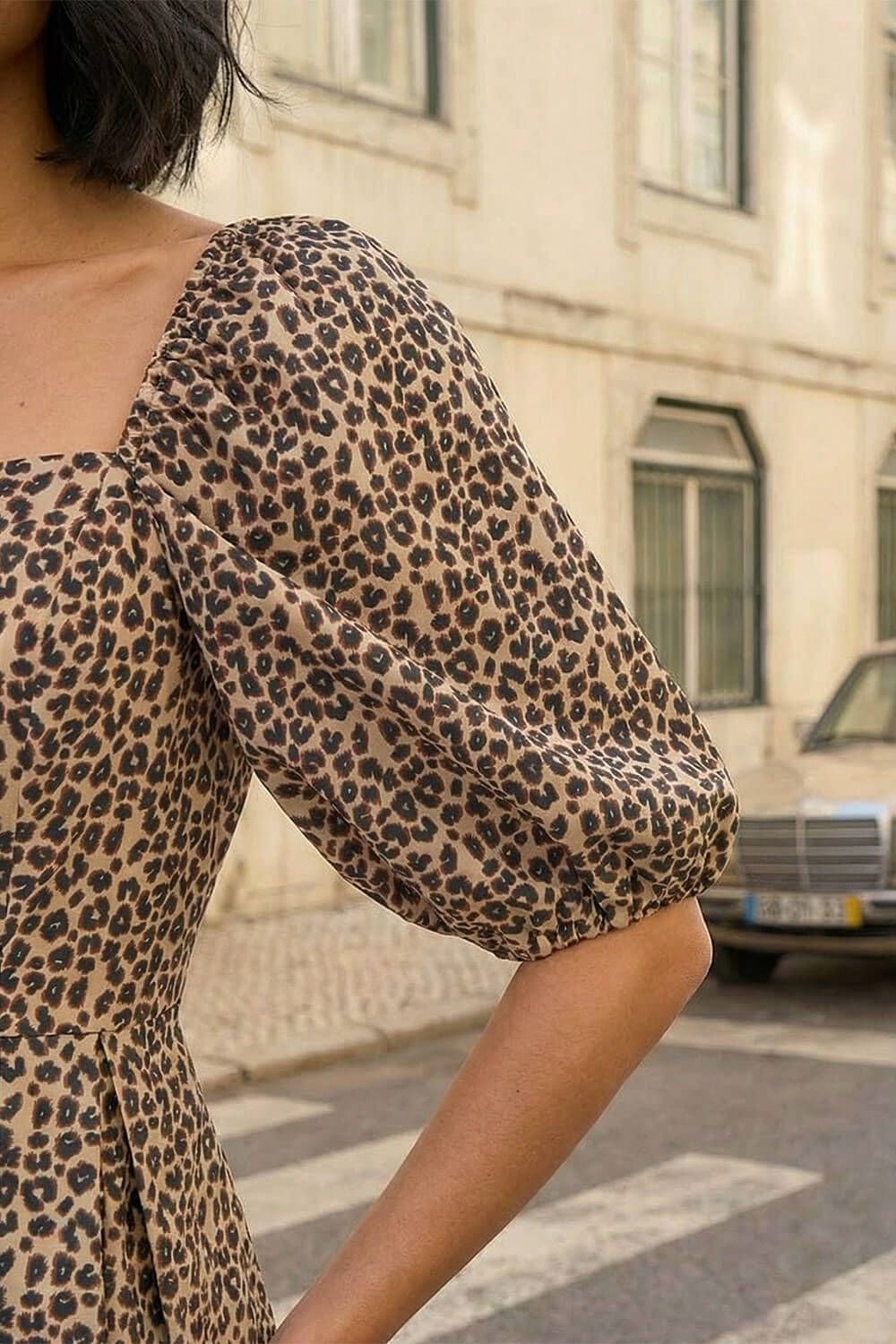 Dusk Dusk Women's Animal Print Midi Dress in Camel - 4