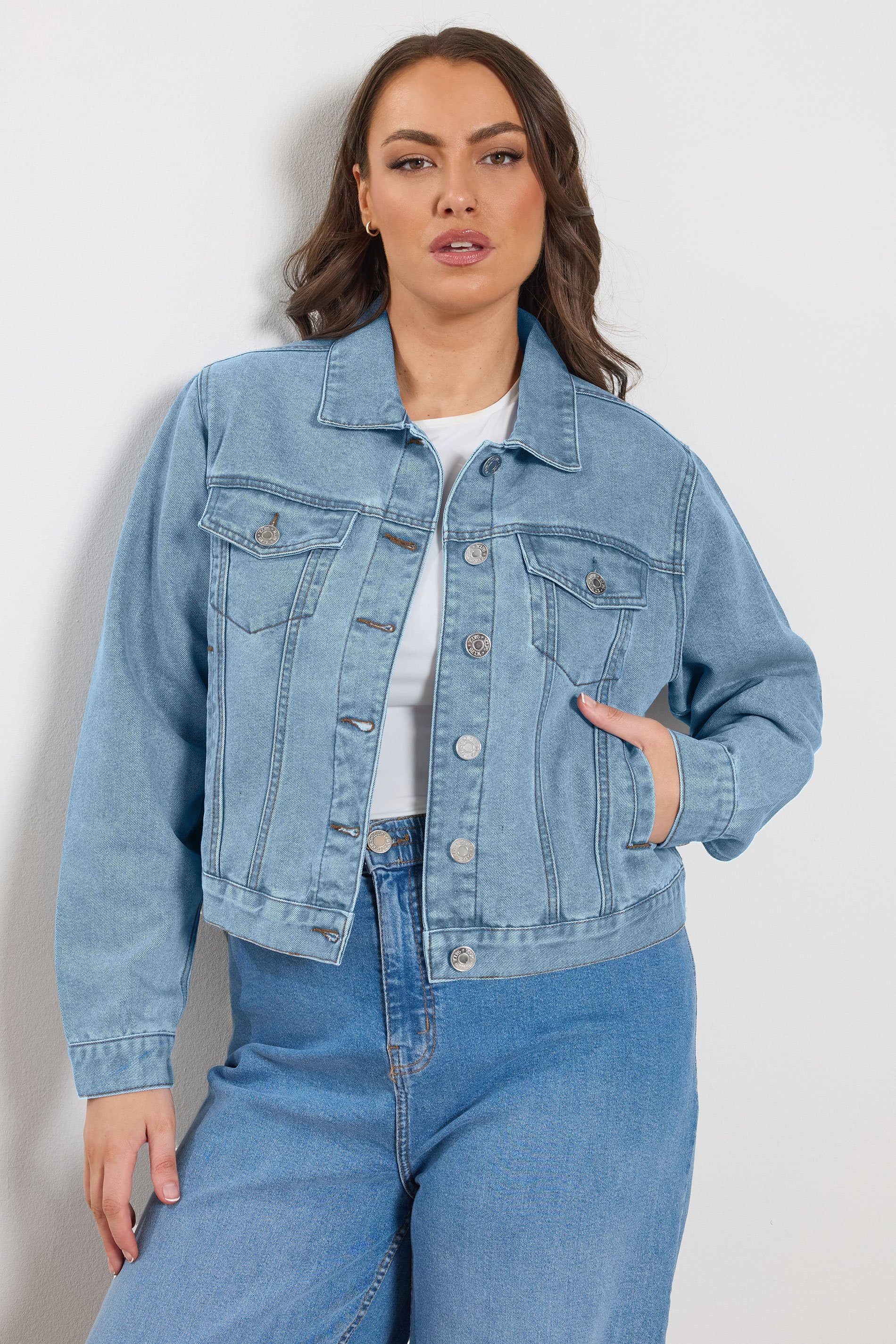 Yours Plus Size Blue Wash Denim Jacket