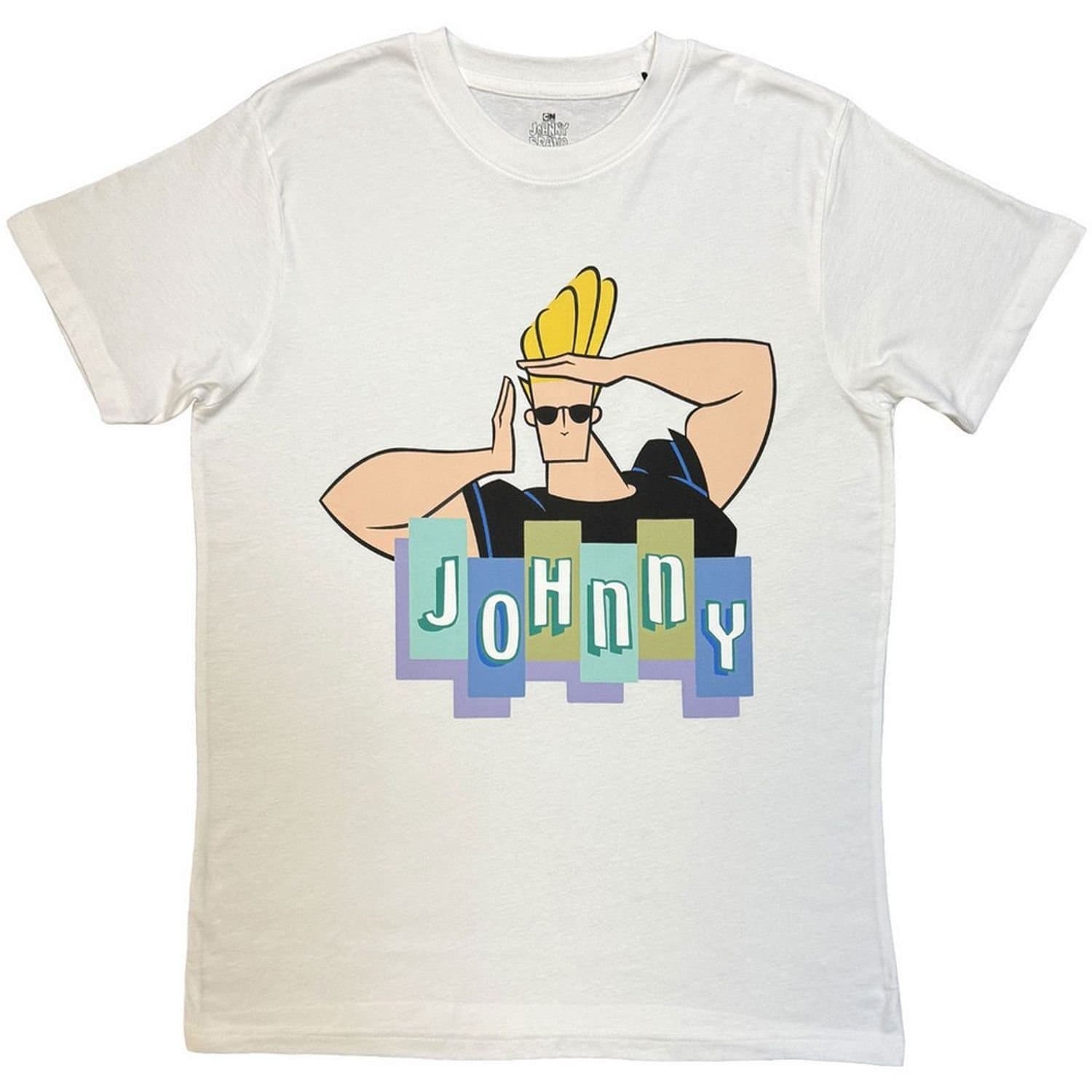 Johnny Bravo Johnny Bravo Men's Posing Logo T-Shirt in White