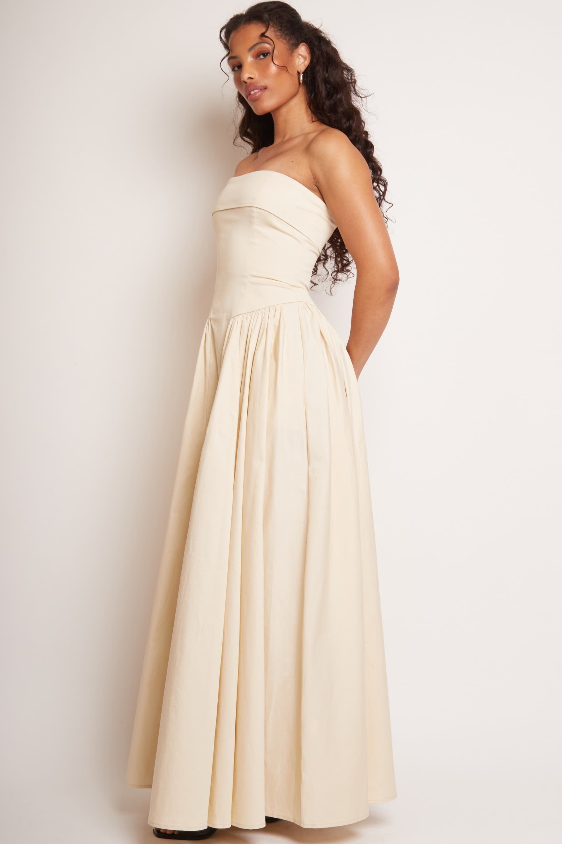 Jaded Rose Jaded Rose Women's Edith Bandeau Corset Maxi Dress in Fawn in Beige