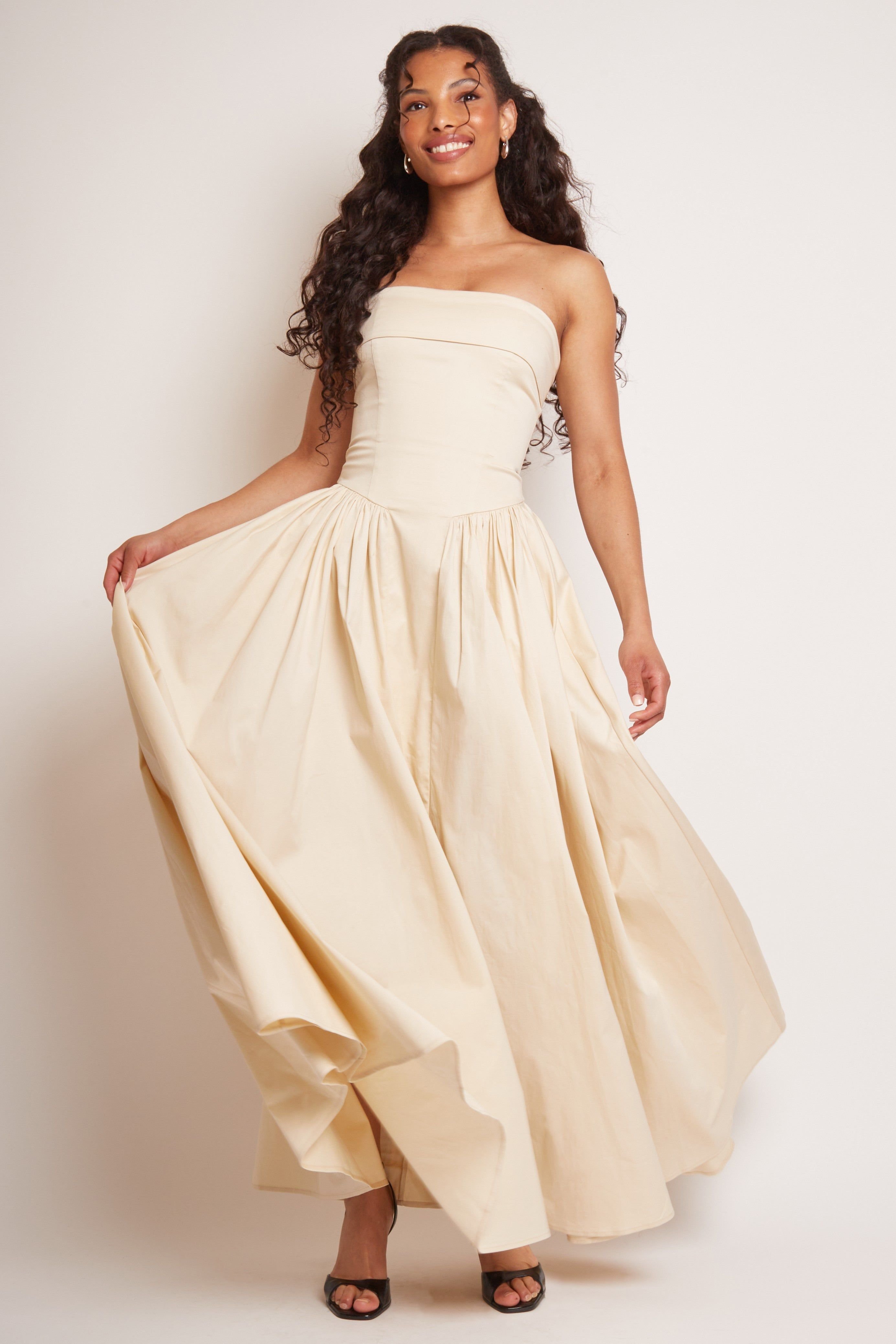 Jaded Rose Jaded Rose Women's Edith Bandeau Corset Maxi Dress in Fawn in Beige - 4