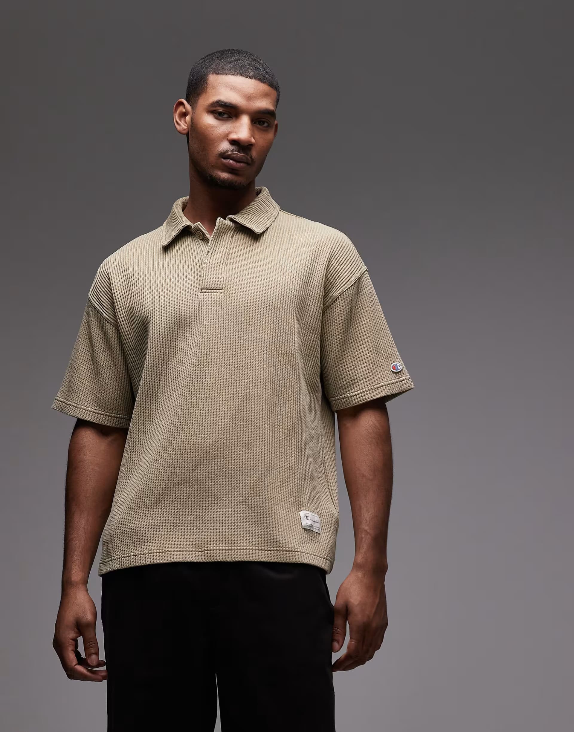 ASOS ASOS Champion Tuff Ones Polo Shirt in Beige
